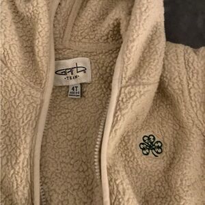 Cream Sherpa Jacket with Clover Embroidery